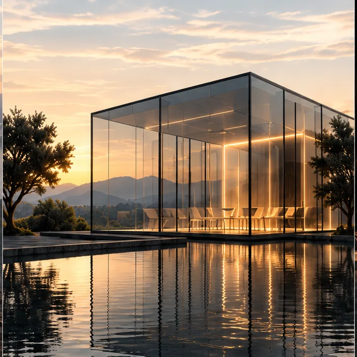 Une architecture de verre précise et transparente, ouverte sur l’horizon.
